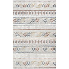 Karmen Halı Lotus 8565 Gri Halı Renkli Kilim Desenli Modern Ince Akrilik Tozuaz Salon Halısı Yatak Odası Koridor