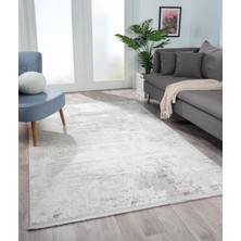 Karmen Halı Lotus 8563 Açık Gri Halı Gri Detaylı Modern Ince Akrilik  Salon Halısı Yatak Odası