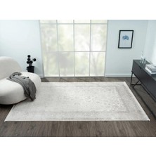 Karmen Halı Elegance EG004A Gri Halı Antrasit Modern Klasik Desenli Viskon Doğal Iplik Bambu Halı