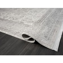 Karmen Halı Elegance EG004A Gri Halı Antrasit Modern Klasik Desenli Viskon Doğal Iplik Bambu Halı