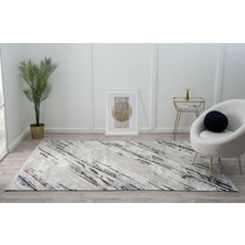 Karmen Halı Tokyo TK003M Gri Halı Lacivert Deyatlı Modern Akrilik Halı Kaymaz Taban  Salon Halısı