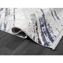 Karmen Halı Tokyo TK003M Gri Halı Lacivert Deyatlı Modern Akrilik Halı Kaymaz Taban  Salon Halısı