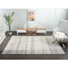 Karmen Halı Lotus 8571 Gri Renkli Kilim Desenli Modern Ince Akrilik Tozuaz Salon Oturma Odası Halısı