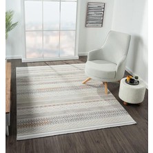 Karmen Halı Lotus 8571 Gri Renkli Kilim Desenli Modern Ince Akrilik Tozuaz Salon Oturma Odası Halısı