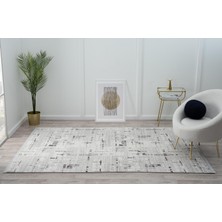 Karmen Halı Tokyo TK005G Gri Antrasit Detaylı Modern Akrilik Kaymaz Taban Tozuaz Salon Halısı Koridor