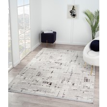 Karmen Halı Tokyo TK005G Gri Antrasit Detaylı Modern Akrilik Kaymaz Taban Tozuaz Salon Halısı Koridor