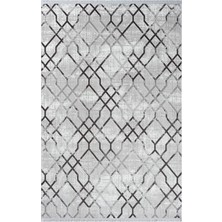 Karmen Halı Tokyo 1704 Gri Antrasit Detaylı Geometrik Desen Modern Akrilik Kaymaz Taban Tozuaz