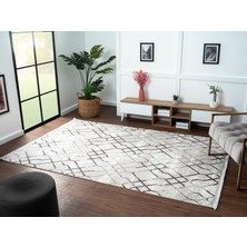 Karmen Halı Tokyo 1704 Gri Antrasit Detaylı Geometrik Desen Modern Akrilik Kaymaz Taban Tozuaz