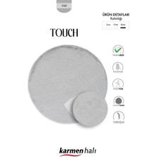Karmen Halı Post Touch TH001G Antrasit Halı Post Peluş Kürk Halı Yuvarlak Daire