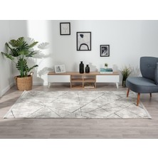 Karmen Halı Tokyo 1703 Gri Antrasit Detaylı Geometrik Desen Modern Akrilik Kaymaz Taban Tozuaz