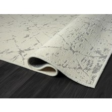 Karmen Halı Lenda LD004A Gri Kilim Antrasit Detaylı Ince  Kaymaz Taban Makinada Yıkanabilir Halı