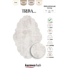 Karmen Halı Truva 8361 Özel Kesim Krem Bej Detaylı Kalın Akrilik Tozuaz Modern Halı Salon Yatak Odası Halısı