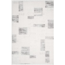 Karmen Halı Truva TV035G Krem Rengi Halı Gri Geometrik Detaylı Akrilik Yumuşak Modern Salon Halısı