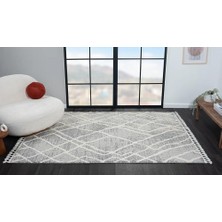 Karmen Halı Wool WL003A Gri Antrasit Detaylı Sisal Bukle Dekoratif Kabartmalı Tozsuz