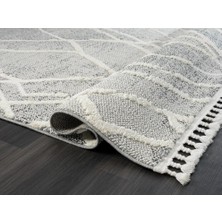 Karmen Halı Wool WL003A Gri Antrasit Detaylı Sisal Bukle Dekoratif Kabartmalı Tozsuz