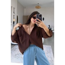 Kadın Flory Ayrobin Oversize Tek Cep Gömlek