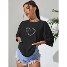 Trend Sizde Kelebek Kalp Özel Tasarım Ön Baskılı Tasarım Tshirt