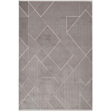 Leon LN002Z Gri Halı Modern Desen Pamuk Taban Akrilik Tozuaz Salon Yatak Odası Koridor Halısı