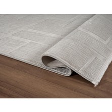 Sümer SM015G Gri Rengi Halı Çizgi Desenli Dekoratif Modern Antialerjik Salon Mutfak Halısı