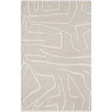 Sümer SM014A Krem Renkli Halı Çizgi Desenli Dekoratif Modern Antialerjik Salon Mutfak Halısı
