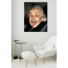 Komik Dil Çıkartan Albert Einstein Kanvas Tablo Ev Duvar Salon Ofis Dükkan Oda Hediyelik Dekarasyon