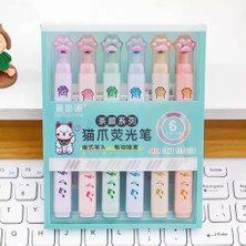 Kedili ve Patili 6'lı Ultra Soft Pastel Renkler Fosforlu Kalem