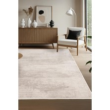 Leon LN001G Krem Halı Modern Desen Pamuk Taban Akrilik Tozuaz Salon Yatak Odası Koridor Halısı