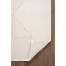 Leon LN002W Beyaz Halı Modern Desen Pamuk Taban Akrilik Tozuaz Salon Yatak Odası Koridor Halısı