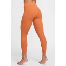 Nike Dri Fit Zenvy Gentle Support High Waisted 7/8 Leggings Kadın Yüksek Bel Iç Cepli Spor Tayt Kiremit