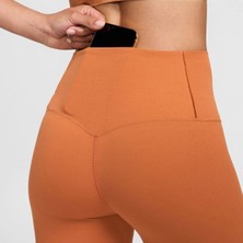 Nike Dri Fit Zenvy Gentle Support High Waisted 7/8 Leggings Kadın Yüksek Bel Iç Cepli Spor Tayt Kiremit