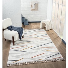 Sümer SM013A Krem Renli Halı Renkli Geometrik Desenli Dekoratif Modern Antialerjik Salon Halısı