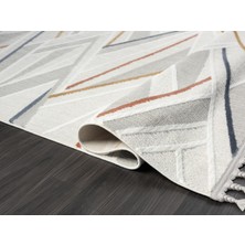 Sümer SM013A Krem Renli Halı Renkli Geometrik Desenli Dekoratif Modern Antialerjik Salon Halısı