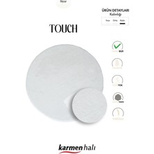 Karmen Halı Post Touch Th001w Beyaz Halı Tavşan Tüyü Post Peluş Kürk Halı Yuvarlak Daire