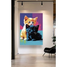 Özkacar Group Yavru Kediler Yağlı Boya Görünümlü Kanvas Tablo Ev Duvar Salon Ofis Dükkan Hediyelik Dekarasyon Süsü