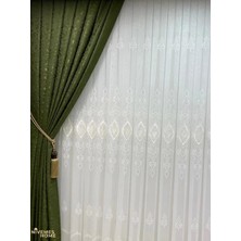 Nivemeshome Yeni Zemin Nakışlı 1/3 Sık Pileli Tül Perde Apm