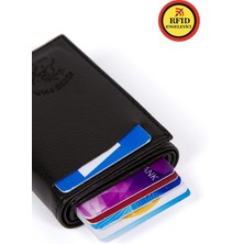 Newish Polo Erkek Mekanizmalı Cüzdan ve Hakiki Deri Çelik Kasalı Omuz ve El Çantası Büyük Boy - newpolo137 - Siyah
