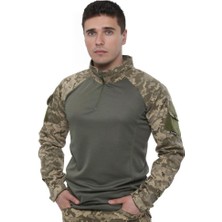 Single Sword Sword Dirsek Detaylı Polo Yaka Kadın&erkek Combat T-Shirt Single Renk: Piksel Beden: L