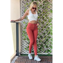 The Bark Düğmeli Skinny Jean Kadın Pantolon 1031-124 Kiremit