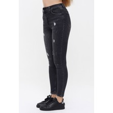 The Bark Lazer Detaylı Skinny Jean Kadın Pantolon 1031-252 Siyah