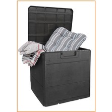 Bahçe Depolama Sandığı Balkon Saklama Dolabı Kapaklı Plastik Sandık 50X45X50CM 120 Litre Antrasit