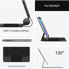 Apple iPad Pro 13 Inç M4 2024 Kılıf Manyetik Yapışmalı Magic Keyboard Touchpad Kapaklı Klavyeli Kılıf