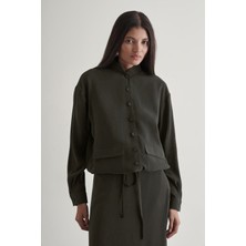 Mizalle Ip Büzgülü Torba Cepli Modal Karışımlı Antrasit Ceket