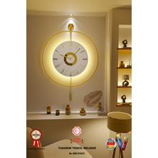 MetaQuartz Aksesuar (Büyük Boy-50*75 cm)Kadran Iskandinav Kristal Gold(Kırılmaz Göbek)(Led Için 3ADET Pil Gelmektedir)Metal Duvar Saati