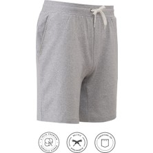 Elemge Pamuklu Erkek Casual Şort 2 Iplik Yan Cepli Bağcıklı Regular Fit Normal Kalıp Boru Paça Gri Günlük Bermuda