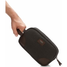Erkek Kanvas Kumaş Portföy Clutch Traş Kozmetik Bakım ve Günlük El Çantası NEWPOLO347 - Kahverengi