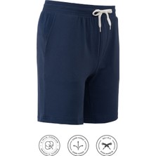 Elemge Pamuklu Erkek Indigo Casual Şort 2 Iplik Yan Cepli Bağcıklı Regular Fit Normal Kalıp Boru Paça Günlük Bermuda