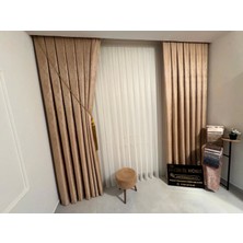 Nivemeshome Pera Gold  1/3 Sık Pileli Fon Perde Apm