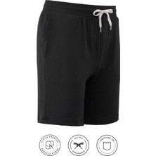 Elemge Pamuklu Erkek Siyah Casual Şort 2 Iplik Yan Cepli Bağcıklı Regular Fit Normal Kalıp Boru Paça Günlük Bermuda