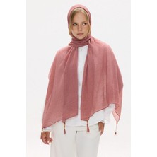 Freya Müslin Gül Kurusu Püsküllü Bürümcük Pamuklu Şal