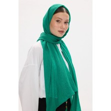 Freya Müslin Zümrüt Püsküllü Bürümcük Pamuklu Şal